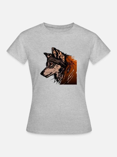 Der Wolf - Frauen T-Shirt - Grau meliert