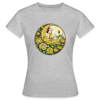 Pin-up Roses Jaunes - T-shirt Femme - gris chiné - Devant - AI Model Female 172 dark (172cm)