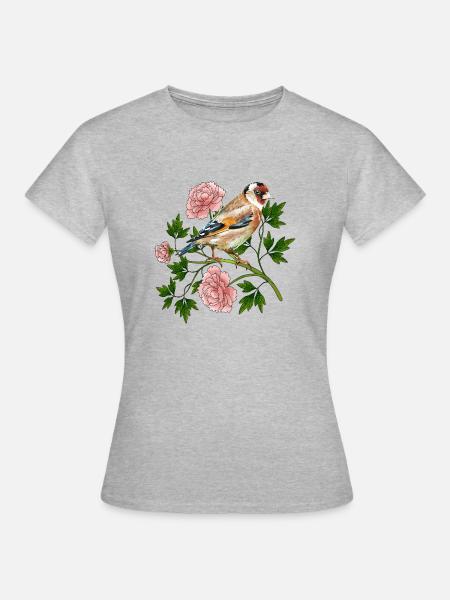 Bunter Vogel - Frauen T-Shirt - Grau meliert