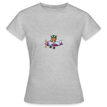 La saga de l’ours - AVION - T-shirt Femme - gris chiné - Devant - AI Model Female 172 dark (172cm)