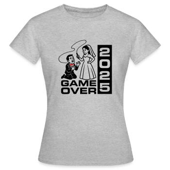 Mariage Game Over 2025 - T-shirt Femme - gris chiné - Devant - AI Model Female 172 dark (172cm)