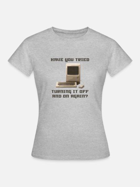 Computer off and on again - Frauen T-Shirt - Grau meliert