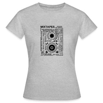 Genres of a Mixtape - Fontart Musikkassette - Frauen T-Shirt - Grau meliert - Vorne - AI Model Female 172 dark (172cm)