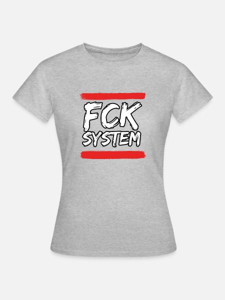 FCK SYSTEM - Frauen T-Shirt - Grau meliert