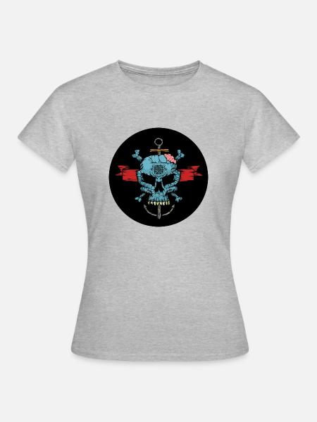 Blue Skull - Frauen T-Shirt - Grau meliert