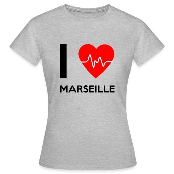 I Love Marseille - Ich liebe Marseille - Frauen T-Shirt - Grau meliert - Vorne - AI Model Female 172 dark (172cm)