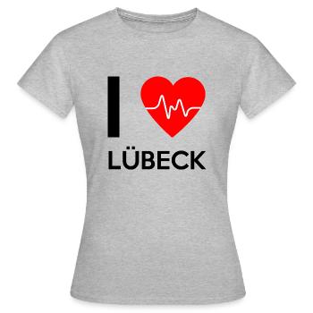 J'aime Lübeck - J'adore Lübeck - T-shirt Femme - gris chiné - Devant - AI Model Female 172 dark (172cm)
