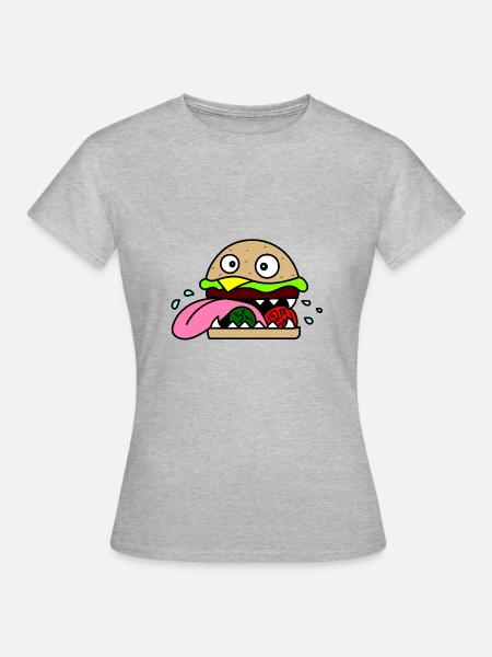 Crazy Burger - Frauen T-Shirt - Grau meliert