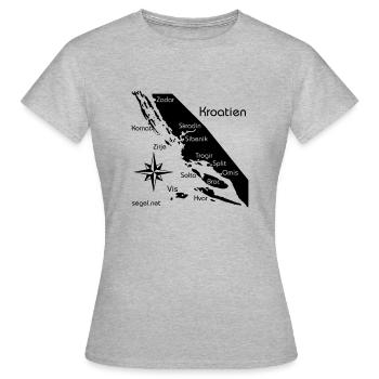 Crewshirt Urlaub Motiv Kroatien - Frauen T-Shirt - Grau meliert - Vorne - AI Model Female 172 dark (172cm)