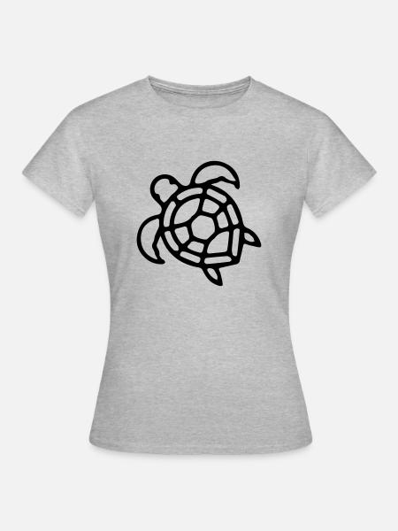 Schildkröte Outlines - Frauen T-Shirt - Grau meliert