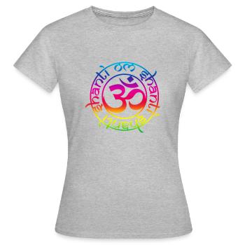 aum_om_shantil_rainbow - Frauen T-Shirt - Grau meliert - Vorne - AI Model Female 172 dark (172cm)