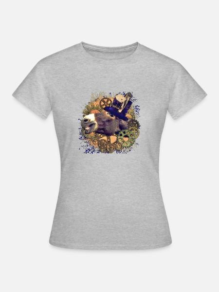 Steampunk Esel - Frauen T-Shirt - Grau meliert