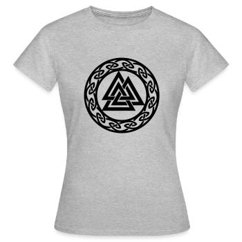 Valknut ,noeud sans fin celtique, Wotan, Odin - T-shirt Femme - gris chiné - Devant - AI Model Female 172 dark (172cm)