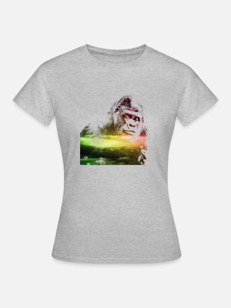 gorilla galaxy - Frauen T-Shirt - Grau meliert
