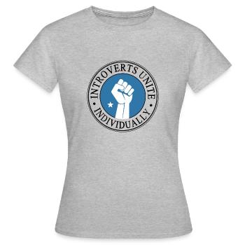 introverts unite - Women's T-Shirt - heather grey - Front - AI Model Female 172 dark (172cm)