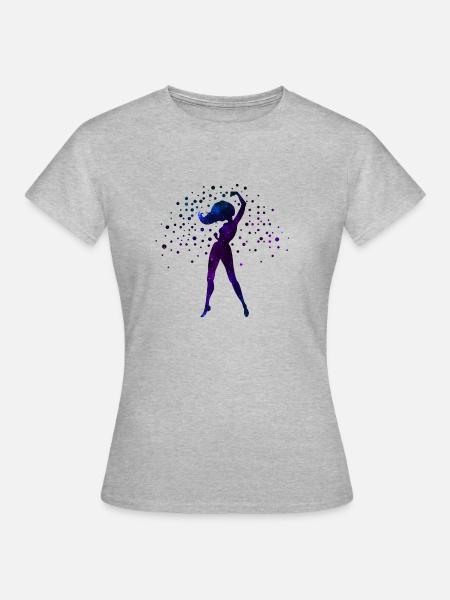 Galaxy Strong Pose - Frauen T-Shirt - Grau meliert