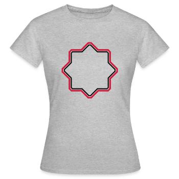 roter stern umrandung rahmen text feld schreiben n - Frauen T-Shirt - Grau meliert - Vorne - AI Model Female 172 dark (172cm)