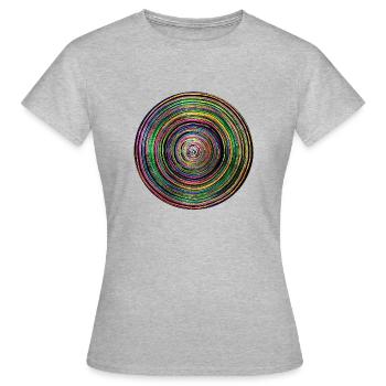 Hypnotischer Kreis - Frauen T-Shirt - Grau meliert - Vorne - AI Model Female 172 dark (172cm)