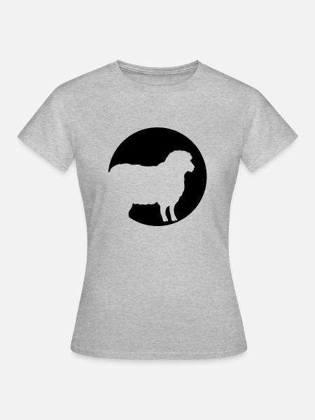 Sheep In Moonlight - Frauen T-Shirt - Grau meliert