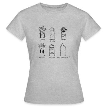 Pattes de chat - chat humeur - T-shirt Femme - gris chiné - Devant - AI Model Female 172 dark (172cm)