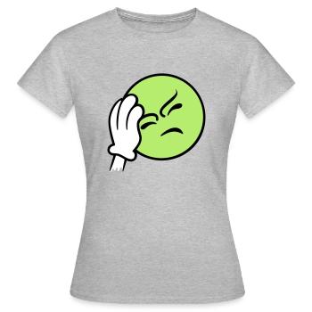 Emoticon frustration / facepalm emoji (3c) - T-shirt Femme - gris chiné - Devant - AI Model Female 172 dark (172cm)