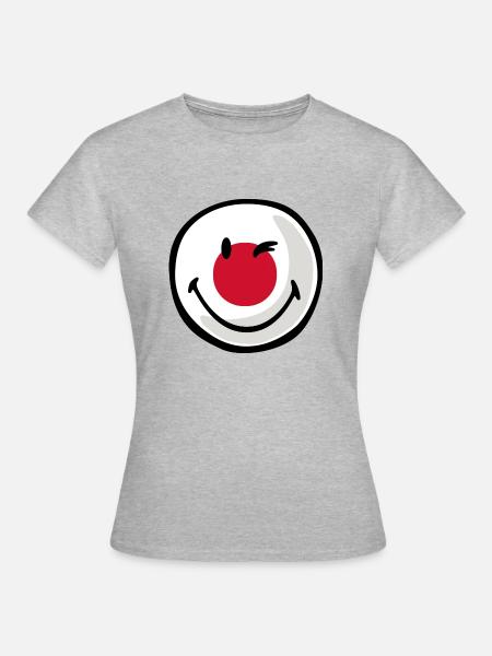 Smiley Japan - Frauen T-Shirt - Grau meliert