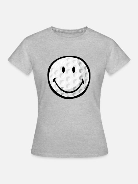 Smiley Golf Ball - Frauen T-Shirt - Grau meliert