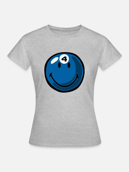 Smiley Pool Ball 4 - Frauen T-Shirt - Grau meliert