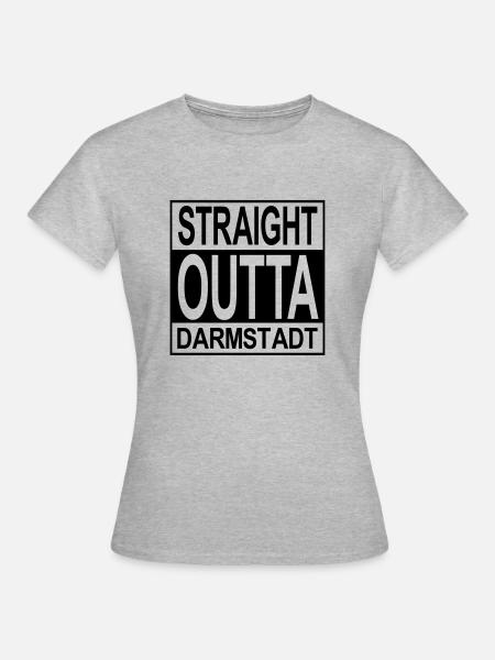 Straight outta Darmstadt - Frauen T-Shirt - Grau meliert