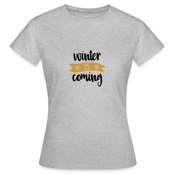 Winter is ComLng PNG - Frauen T-Shirt - Grau meliert - Vorne - AI Model Female 172 dark (172cm)