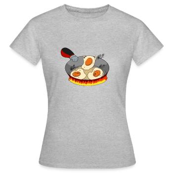 Spiegeleier in der Pfanne HILFE! - Frauen T-Shirt - Grau meliert - Vorne - AI Model Female 172 dark (172cm)