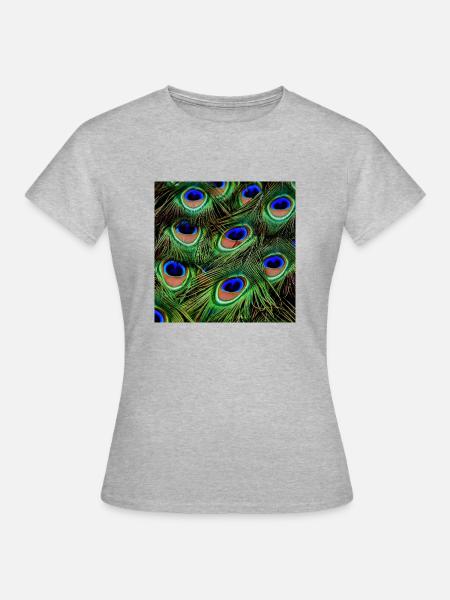 Pfauenfedern - Frauen T-Shirt - Grau meliert