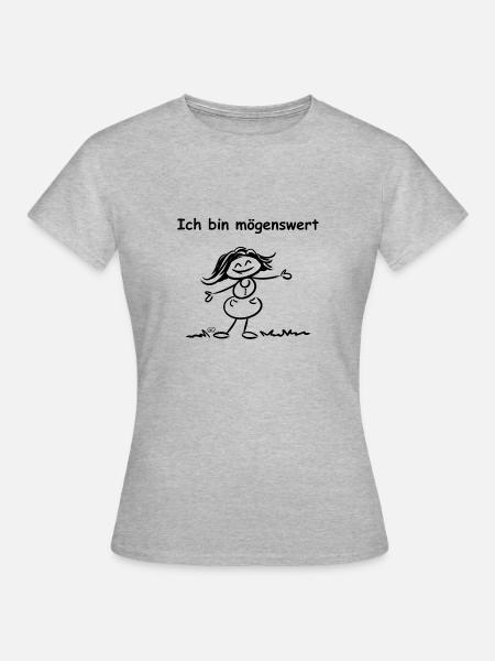 Ich bin mögenswert Frau Mädchen - Frauen T-Shirt - Grau meliert