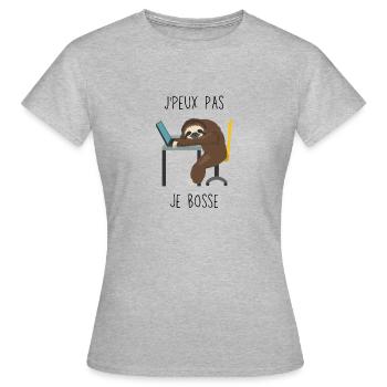 J'peux pas je bosse - T-shirt Femme - gris chiné - Devant - AI Model Female 172 dark (172cm)