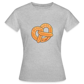 Snack with pretzel - Women's T-Shirt - heather grey - Front - AI Model Female 172 dark (172cm)