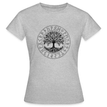 Keltisches Symbol, Baum des Lebens, Runen, Celtic - Frauen T-Shirt - Grau meliert - Vorne - AI Model Female 172 dark (172cm)