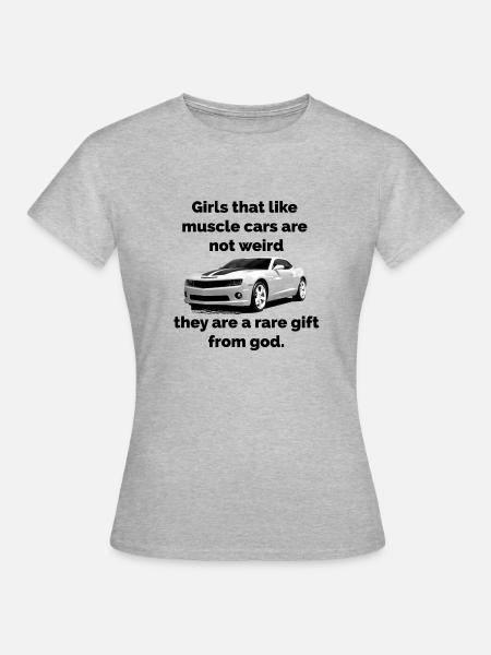 Muscle Car God Camaro Sportwagen Geschenk Spruch - Frauen T-Shirt - Grau meliert