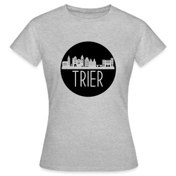 trier, skyline, kreis, scherenschnitt, schwarz - Frauen T-Shirt - Grau meliert - Vorne - AI Model Female 172 dark (172cm)