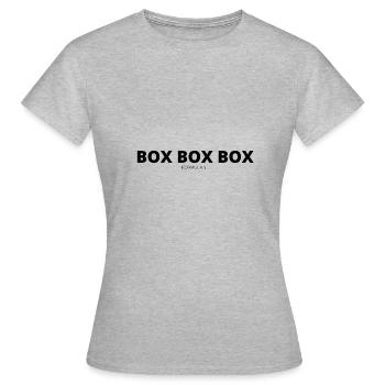 BOX BOX BOX - Frauen T-Shirt - Grau meliert - Vorne - AI Model Female 172 dark (172cm)