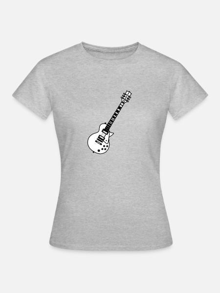 Gitarren-Strichzeichnung - Frauen T-Shirt - Grau meliert