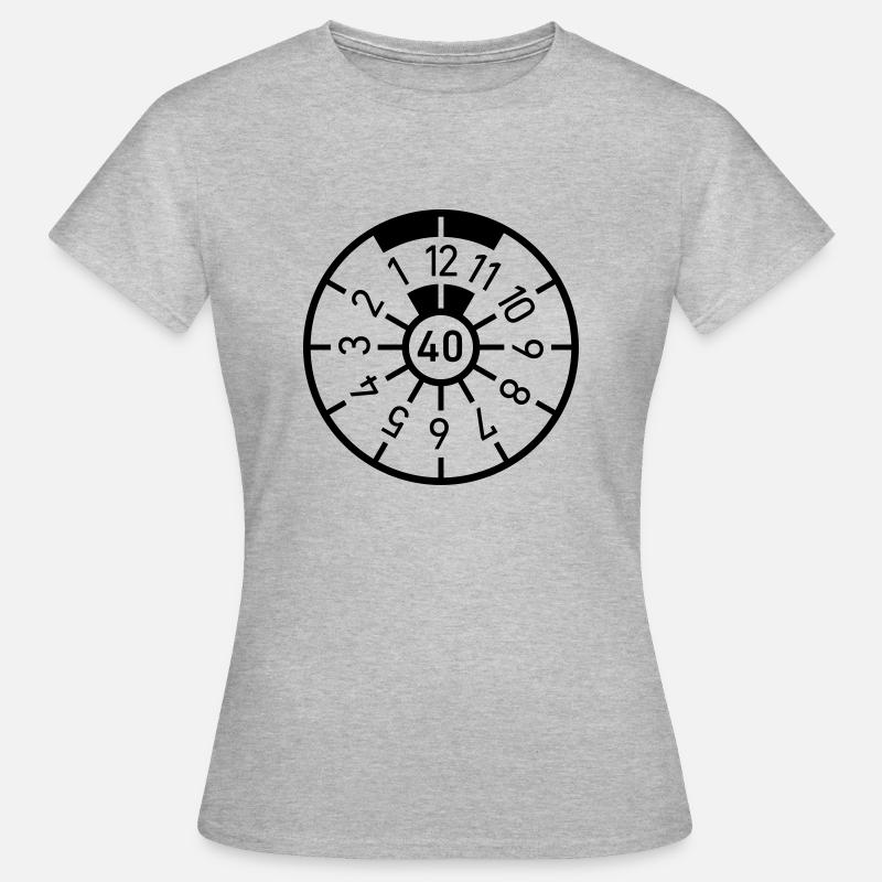 Geburtstag 40 Vierzig TÜV Plakette - Frauen T-Shirt - Grau meliert
