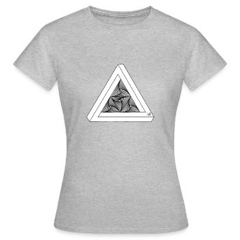 Weißes Penrose-Dreieck | Cursor - Frauen T-Shirt - Grau meliert - Vorne - AI Model Female 172 dark (172cm)