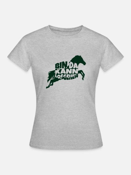 bin da pferd 1 - Frauen T-Shirt - Grau meliert