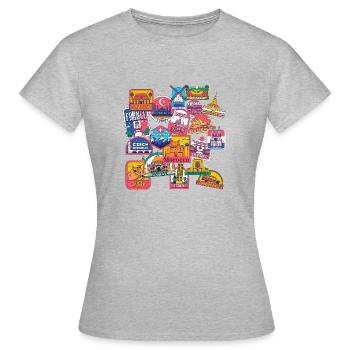 WORLD, travel around the world - Women's T-Shirt - heather grey - Front - AI Model Female 172 dark (172cm)