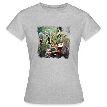 Les mélodies inouïes sont-elles douces? - T-shirt Femme - gris chiné - Devant - AI Model Female 172 dark (172cm)