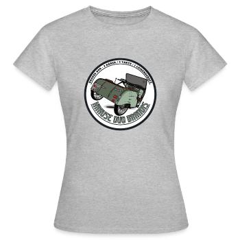 Krause Duo Heckansicht - Frauen T-Shirt - Grau meliert - Vorne - AI Model Female 172 dark (172cm)