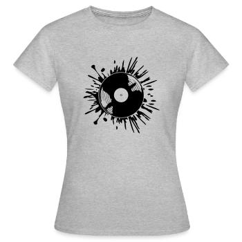 Gouttes de taches de couleur de disque vinyle - T-shirt Femme - gris chiné - Devant - AI Model Female 172 dark (172cm)