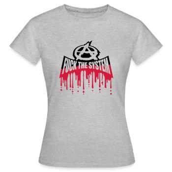 Le sang baise le système - T-shirt Femme - gris chiné - Devant - AI Model Female 172 dark (172cm)
