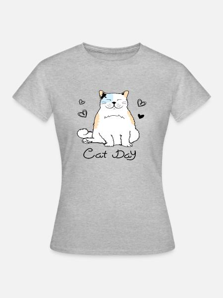 Cat Day - Frauen T-Shirt - Grau meliert