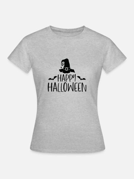Happy Halloween - Frauen T-Shirt - Grau meliert